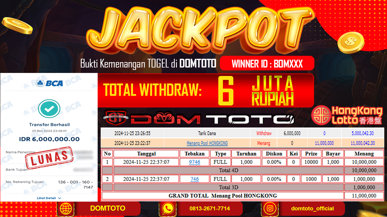 JACKPOT  TOGEL HONGKONG 25 NOVEMBER 2024